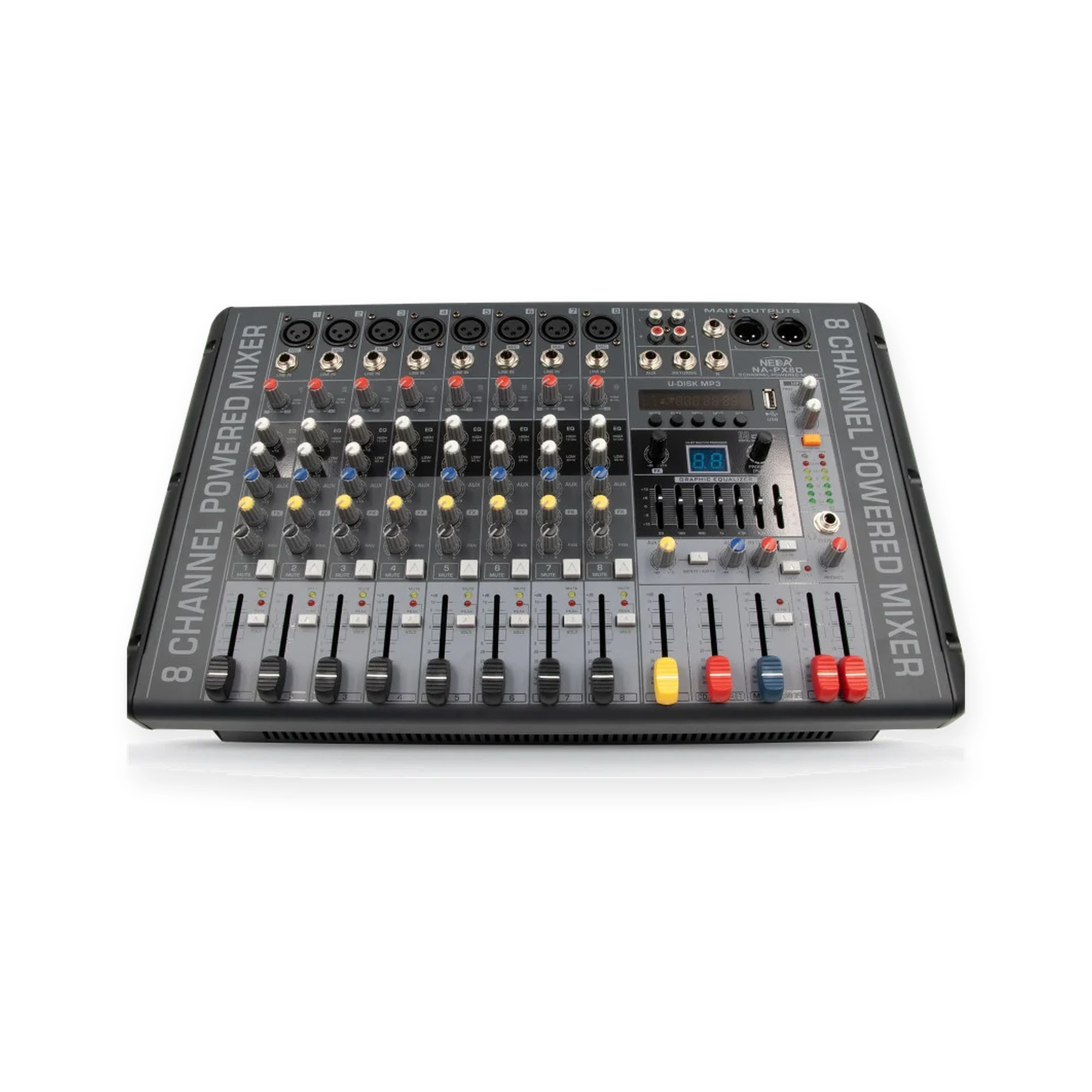 NEDA NA-PX8D 8-Channel Powered Mixer with Bluetooth & USB Recording